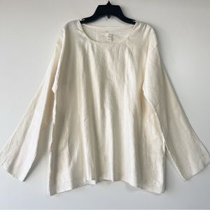 Dosa ivory silk linen long sleeve tunic top